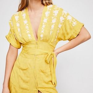 Free People Love To Love You Midi Dress Button Up Embroidered Floral